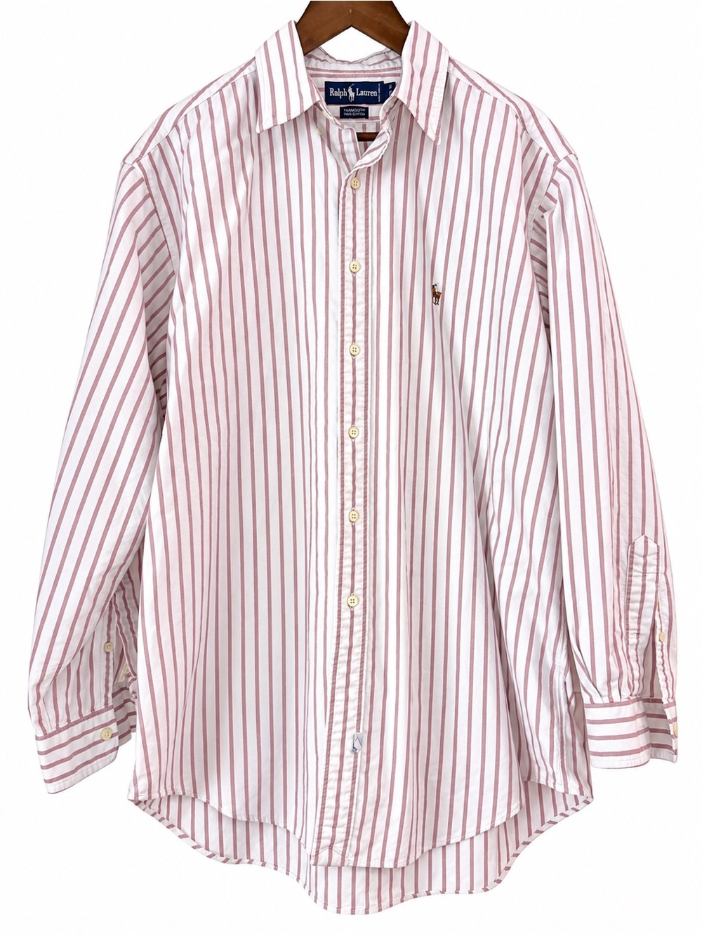 Vintage Ralph Lauren Yarmouth Pinpoint Oxford Striped Shirt 16.5 34